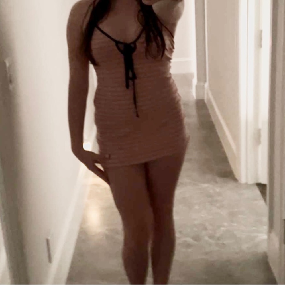 Stripped body con mini dress